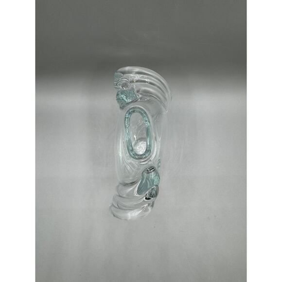 1981 Thomas Buechner Vase Very Light Aqua Clear w/Ribs Vitrix Art Glass Vintage - Picture 6 of 12